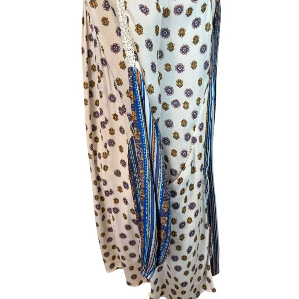 Free People Boho Mini swing dress,  Blusson  sleeves, pockets Size XS
